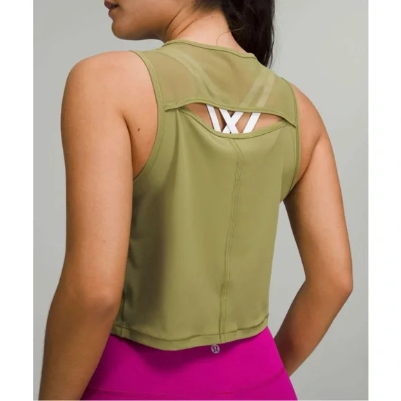 Lululemon Sculpt Cropped Tank Top in Bronze Green - Picture 1 of 11